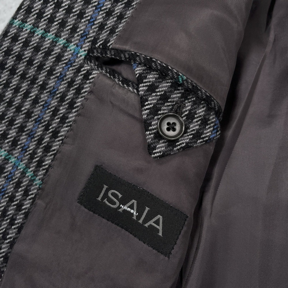 Isaia Napoli Sport Coat Mens 48L US 58L EU Plaid Surgeon Cuff Sirio G. Blazer - Picture 14 of 15